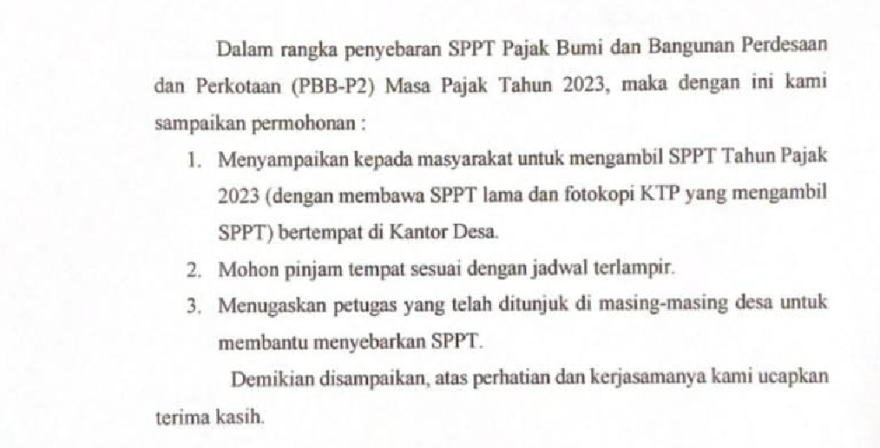 Pengumuman Pengambilan SPPT PBB Tahun 2023